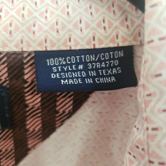 Panhandle Mens Pearl Snap Button Shirt Pink Geometric Cotton Western Wear 2XL - Picture 3 of 10